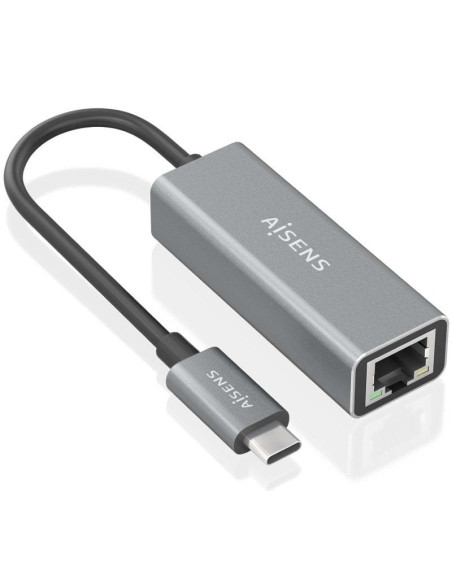 Adaptador USB 3.0 Aisens A109-0898/ USB Tipo-C Macho - RJ45 Hembra/ 15cm/ Gris
