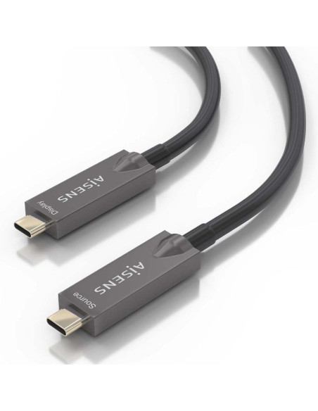 Cable USB 3.1 Tipo-C Aisens A157-0882/ USB Tipo-C Macho - USB Tipo-C Macho/ Hasta 60W/ 10Gbps/ 10m/ Negro