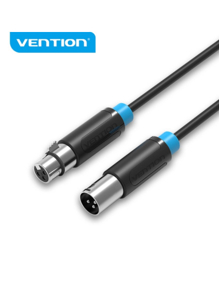 Vention Cable de Microfono XLR - Conectores Bañados en Oro - Conductor de Bronce Esmaltado - Color Negro