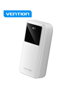Vention Powerbank 30000mAh - Carga Rapida 22.5W - USB-C/USB-A/Micro-USB - Pantalla LED - Ligero y Seguro - Color Blanco