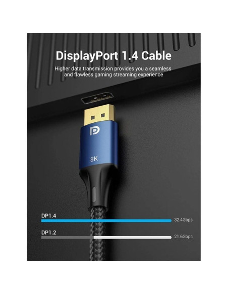 Cable Vention HCELF/ DisplayPort Macho - DisplayPort 8K Macho/ 3m/ Azul