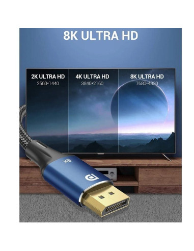 Cable Vention HCELF/ DisplayPort Macho - DisplayPort 8K Macho/ 3m/ Azul