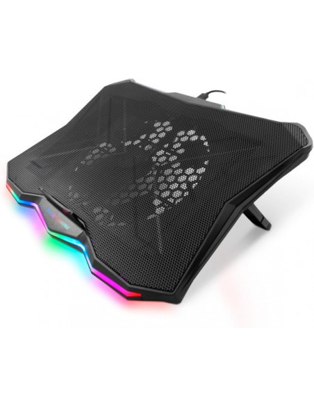 DeepGaming RBW-17 Base de Refrigeracion para Portatil hasta 17" - Ventilador de 17.5cm - 7 Posiciones de Inclinacion - Iluminac