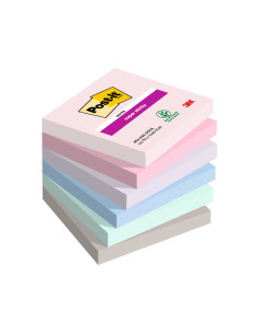 Bloc de notas adhesivas quita y pon post it super sticky carnival 100% pefc 76x127 mm pack de 6 blocs colores