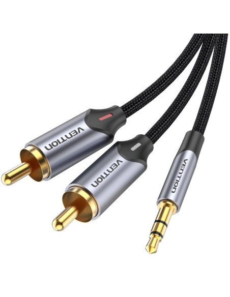 Cable Audio Vention BCNBL/ 2x RCA Macho - Jack 3.5 Macho/ 10m/ Gris