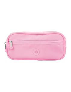 Estuche portatodo antartik 3 compartimentos compañero de mochila color rosa 100 x 60 x 220 mm