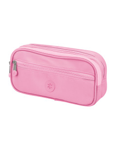 Estuche portatodo antartik 3 compartimentos compañero de mochila color rosa 100 x 60 x 220 mm 2