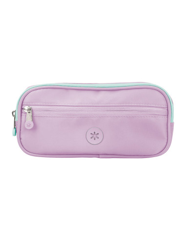 Estuche portatodo antartik 3 compartimentos compañero de mochila color morado 100 x 60 x 220 mm