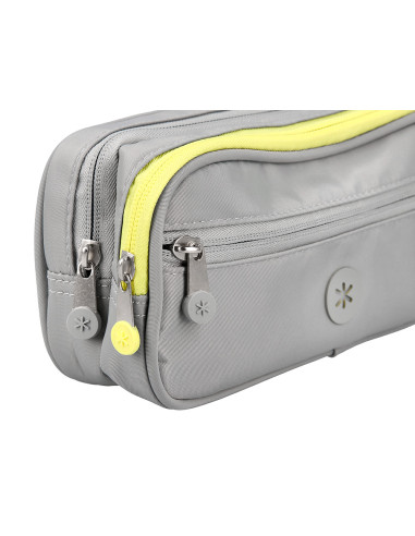 Estuche portatodo antartik 3 compartimentos compañero de mochila color gris 100 x 60 x 220 mm