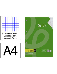 Recambio liderpapel a4 100 hojas 100gr cuadro 5mm con margen 4 taladros