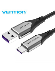 Cable USB 2.0 Tipo-C Vention COFHD/ USB Tipo-C Macho - USB Macho/ Hasta 100W/ 480Mbps/ 50cm/ Gris