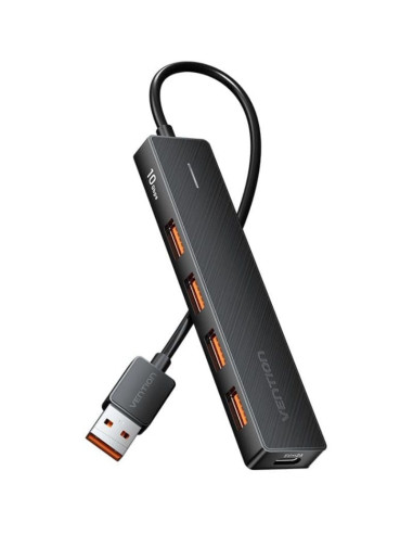 Hub USB 3.2 Vention CHOBB/ 4xUSB/ 1xUSB Tipo-C PD/ 15cm/ Negro