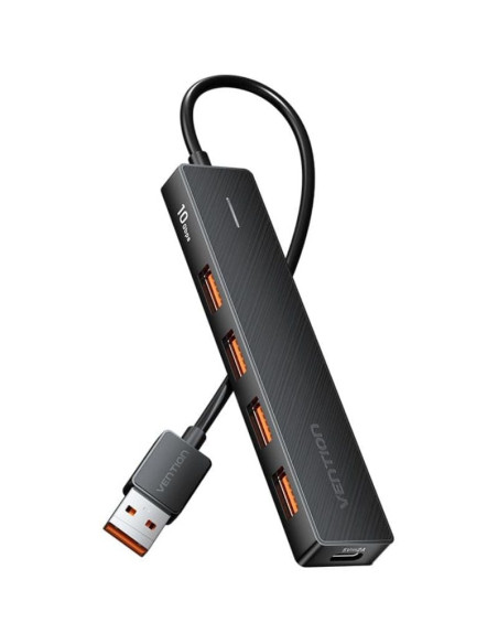 Hub USB 3.2 Vention CHOBB/ 4xUSB/ 1xUSB Tipo-C PD/ 15cm/ Negro