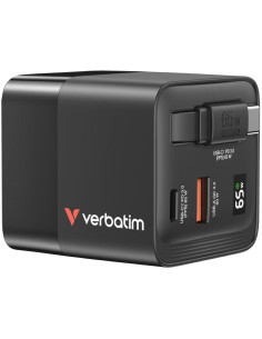 Cargador de Pared Universal Verbatim GaN Charger/ 1xUSB Tipo-C/ 1xUSB/ 1xUSB Tipo-C Macho/ 65W