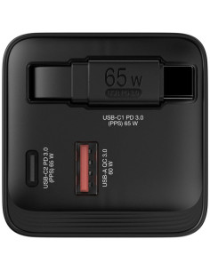 Cargador de Pared Universal Verbatim GaN Charger/ 1xUSB Tipo-C/ 1xUSB/ 1xUSB Tipo-C Macho/ 65W 2