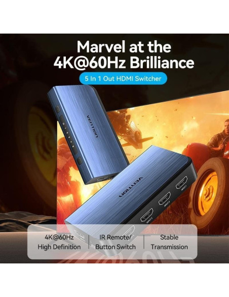 Switch Conmutador 4K HDMI 2.0 Vention AKCL0 HDMI Hembra/ 4x HDMI Hembra
