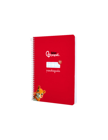 Cuaderno espiral liderpapel di n a5 pautaguia tapa blanda 40h 75 gr cuadro pautado 2,5mm color rojo
