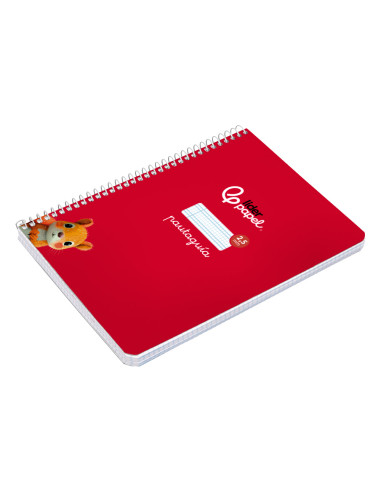 Cuaderno espiral liderpapel di n a5 pautaguia tapa blanda 40h 75 gr cuadro pautado 2,5mm color rojo