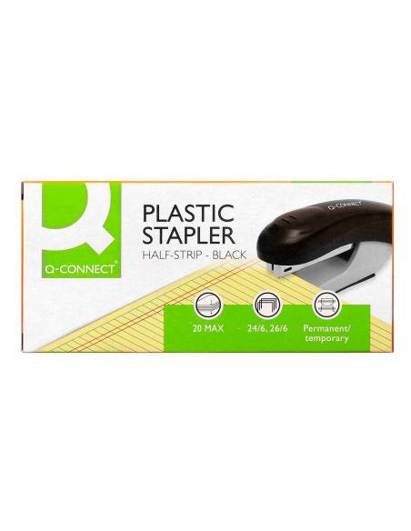 Grapadora q-connect kf14204 plastico abs negra capacidad 20 hojas