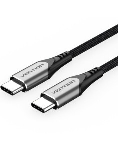 Cable USB 2.0 Tipo-C Vention TADHF/ USB Tipo-C Macho - USB Tipo-C Macho/ Hasta 60W/ 480Mbps/ 1m/ Gris