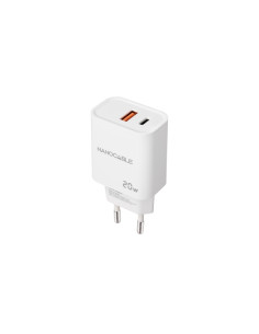 Nanocable Cargador de Pared USB-C/PD + USB-A/QC 20W - Color Blanco