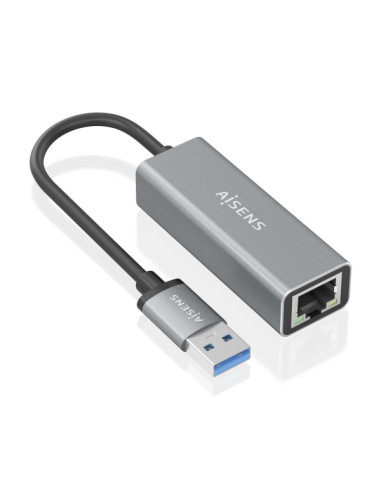 Aisens Conversor USB 3.0 a Ethernet Gigabit 10/100/1000 MBPS - 15cm - Color Gris