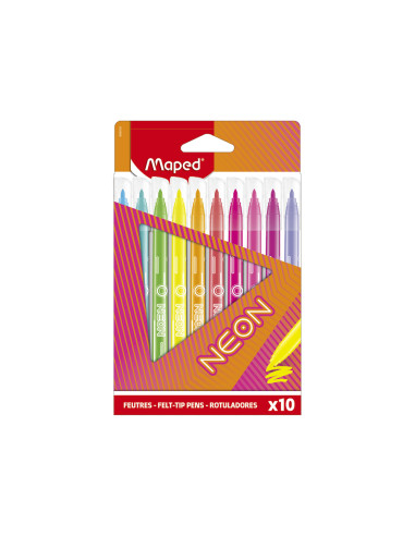 Rotulador maped fluorescente neon caja de 10 unidades colores surtidos