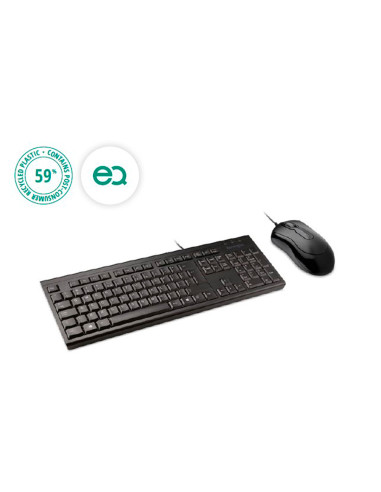 Set teclado y raton kensington km100 eq ecologico con cable color negro
