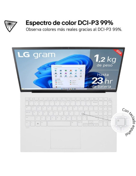 Portátil LG Gram 15Z90S-G AA74B Intel Core Ultra 7-155H/ 16GB/ 512GB SSD/ 15.6"/ Win11
