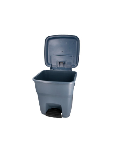 Papelera contenedor q-connect plastico con tapa y pedal 30 litros gris 395x395x420 mm