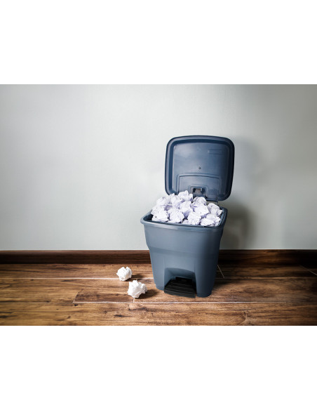Papelera contenedor q-connect plastico con tapa y pedal 30 litros gris 395x395x420 mm
