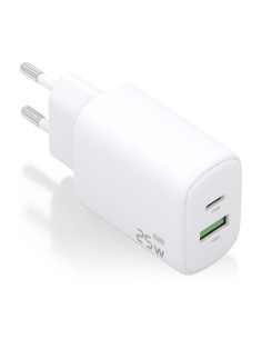 Aisens Cargador 25W - 1xUSB-C PD3.0 - 1xUSB-A QC3.0 - Color Blanco