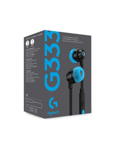 Logitech G333 Auriculares Gaming con Microfono - Adaptador USB-C - Multiplataforma - Altavoces Dinamicos - Jack 3.5mm - Color Ne