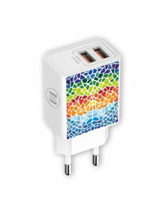 Cargador de Pared Tech One Tech Gaudi/ 2xUSB/ 2.4A/ Blanco