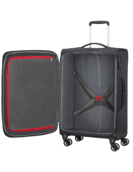 Maleta Mediana American Tourister Crosstrack Spinner Expansible 67cm/ 67.5x42x27.5cm/ 4 Ruedas/ Gris y Rojo