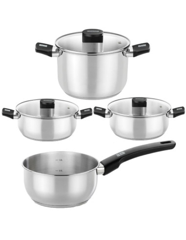 Pack Batería de Cocina Elite Monix M240001/ Cazo  14cm/ Ollas  24cm/ Cacerolas  20 - 24cm/ Acero Inoxidable/ Apta para Inducción