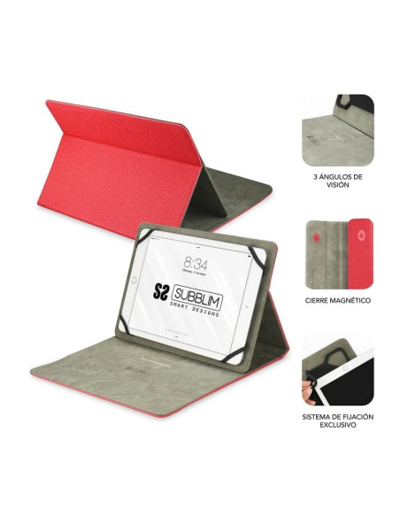 Funda Subblim Clever Stand para Tablets de 9"-10.1"/ Roja