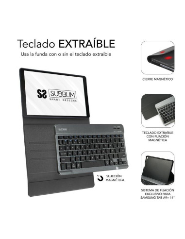 Funda con Teclado Subblim KeyTab Pro BT para Tablets Samsung Galaxy A9+/ Negra