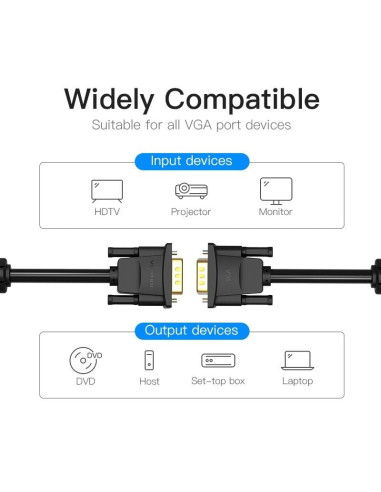 Cable VGA Vention DADBH/ VGA Macho - VGA Macho/ 2m/ Negro