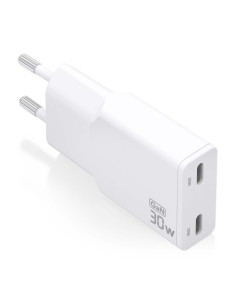 Aisens Cargador GaN Ultra Delgado 30W - 2xUSB-C PD3.0 QC4.0 - Color Blanco
