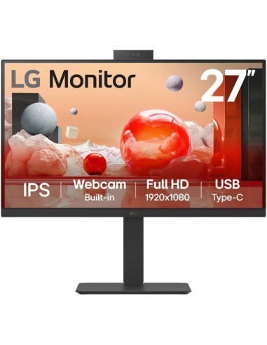 Monitor Profesional LG 27BA850-B 27"/ Full HD/ Webcam/ Multimedia/ Regulable en altura/ Negro