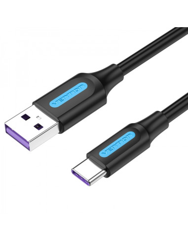 Vention Cable USB 2.0 Macho a USB-C Macho - 1.5m - 5A 100W 480Mbps - Color Negro