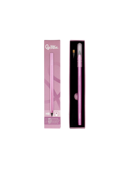 Lapiz de grafito infinito liderpapel aluminio hexagonal rosa ultra resistente 1 punta de recambio