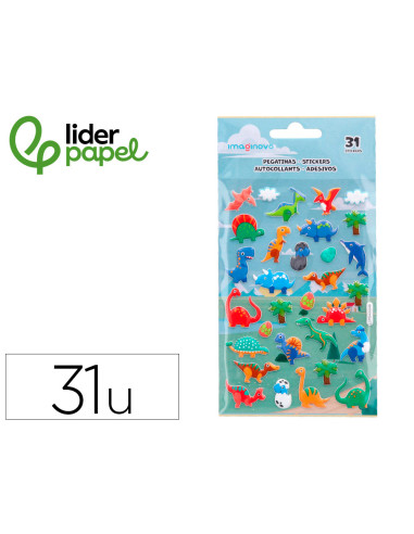Pegatinas imaginovo kids dinosaurios goma eva 190x105 mm en blister