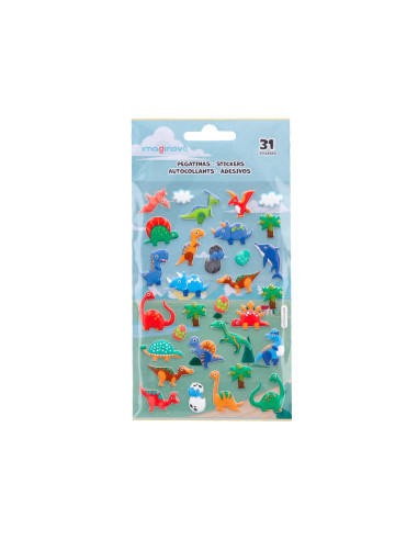 Pegatinas imaginovo kids dinosaurios goma eva 190x105 mm en blister