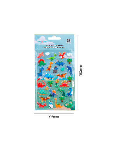 Pegatinas imaginovo kids dinosaurios goma eva 190x105 mm en blister
