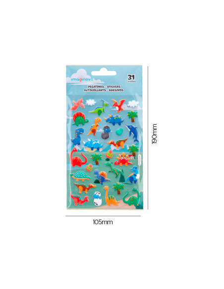Pegatinas imaginovo kids dinosaurios goma eva 190x105 mm en blister