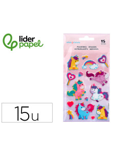 Pegatinas imaginovo unicornios magic dreams con brillo 190x105 mm en blister