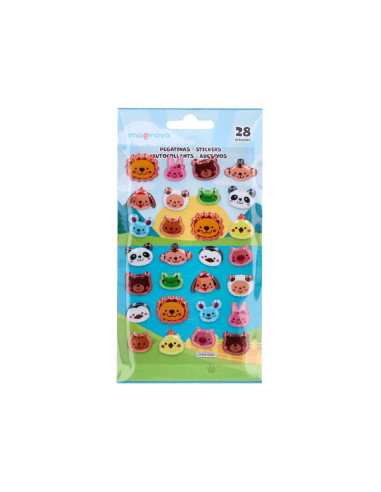 Pegatinas imaginovol cute animales salvajes caras con relieve 190x105 mm en blister