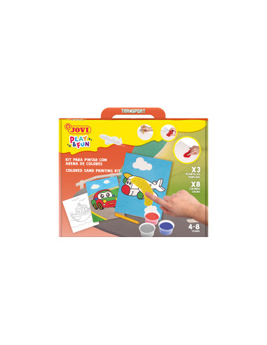 Juego jovi play&fun pinta con arena de colores vehiculos